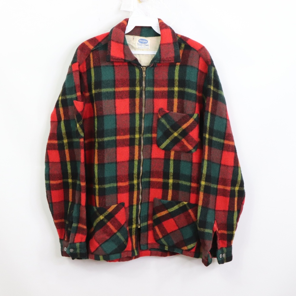 Vintage 50s Pilgrim Sears Wool Plaid Shirt Jacket
